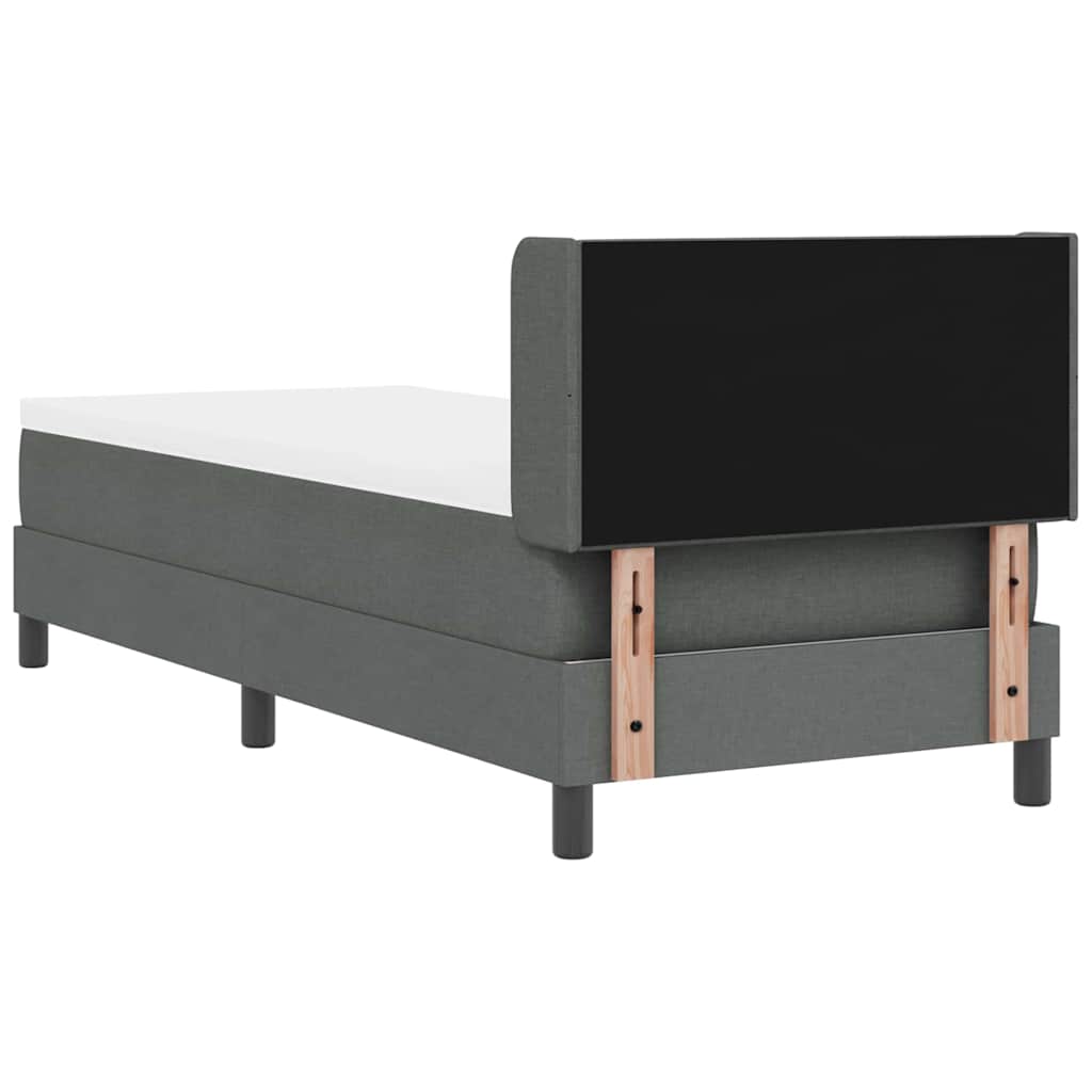 Lit à ressorts avec tête de lit Gris foncé 200 x 80 cm tissu