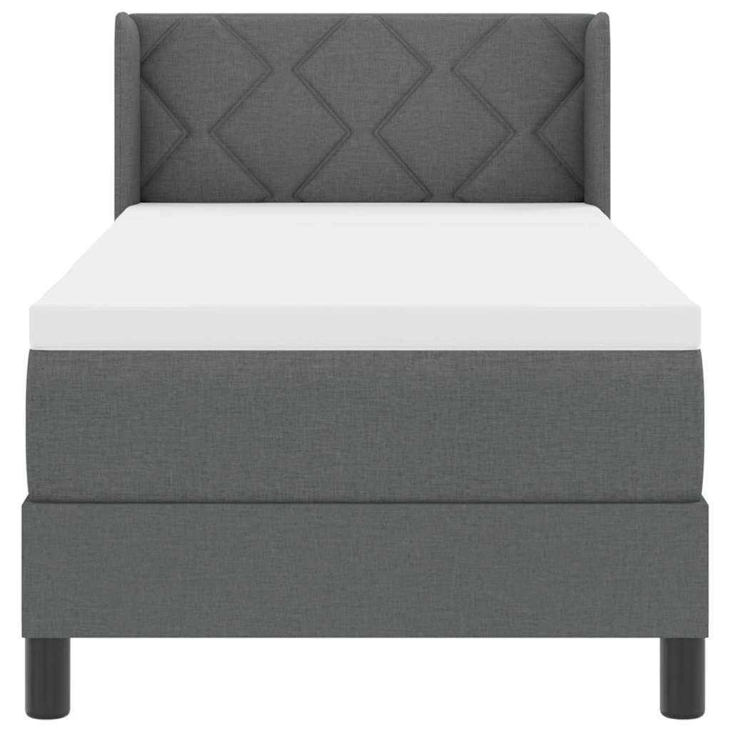 Lit à ressorts avec tête de lit Gris foncé 200 x 80 cm tissu