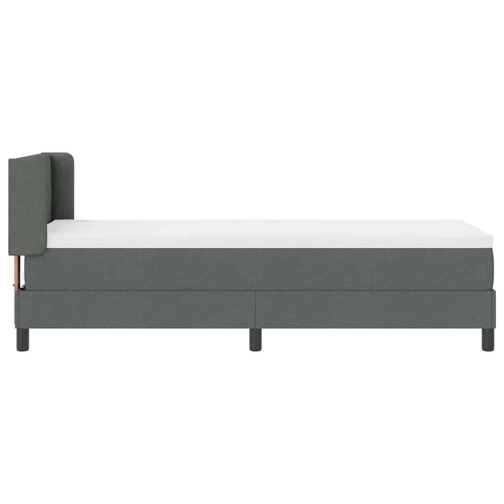 Lit à ressorts avec tête de lit Gris foncé 200 x 80 cm tissu
