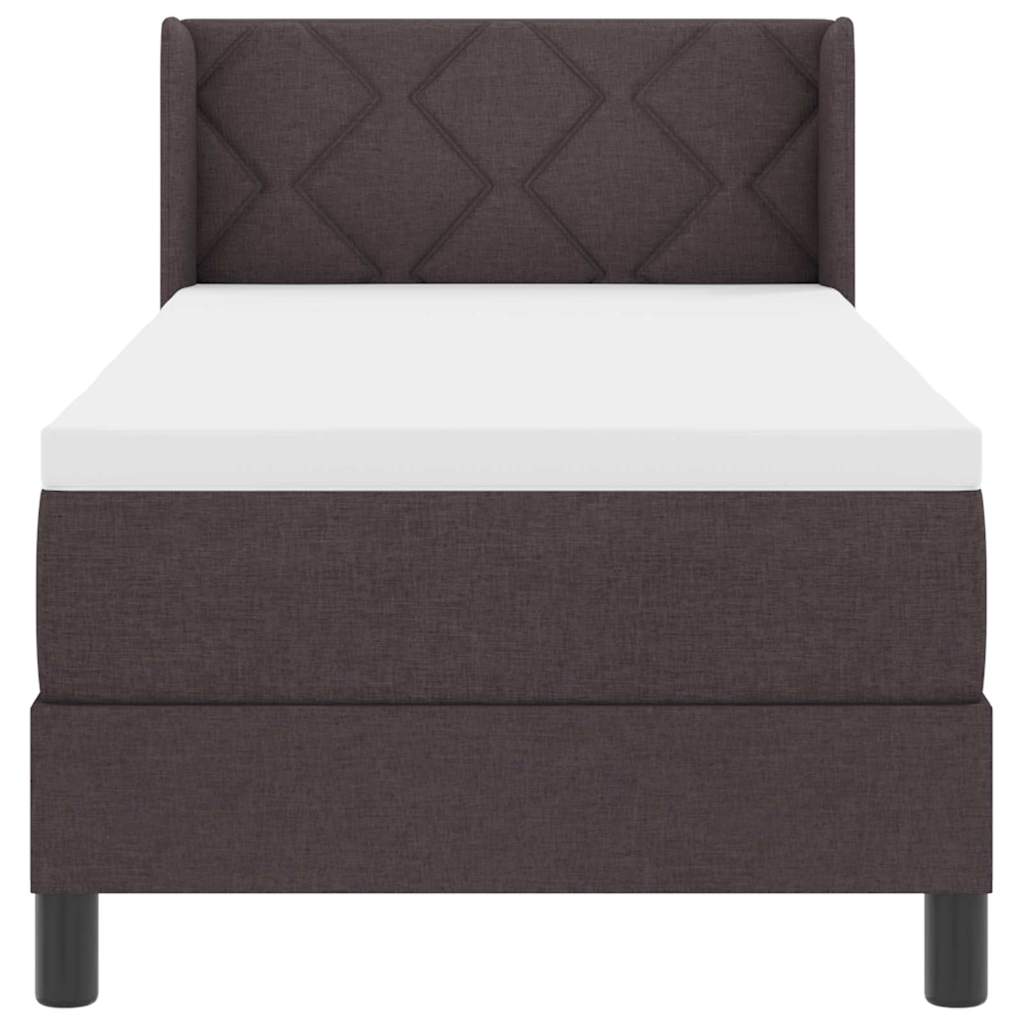 Lit à ressorts avec coussin Marron foncé 200 x 80 cm tissu - XIOS