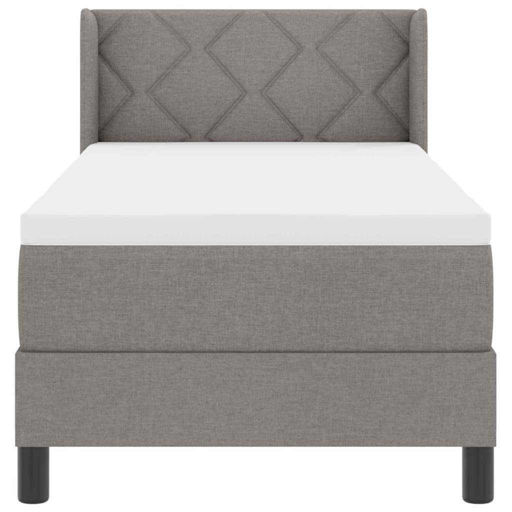 Lit à ressorts avec tête de lit Taupe 200 x 80 cm tissu