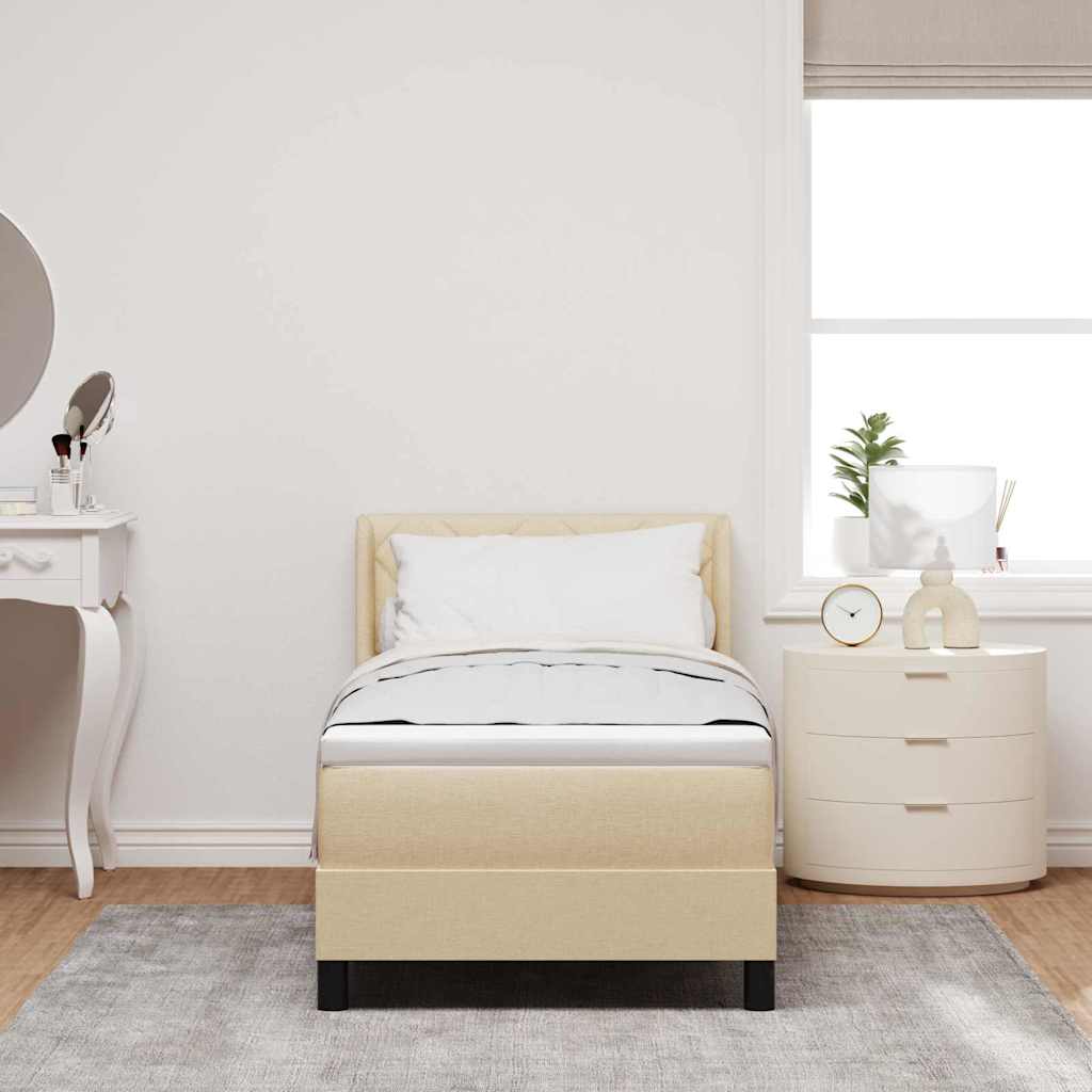 Lit à ressorts avec tête de lit Crème 200 x 80 cm tissu