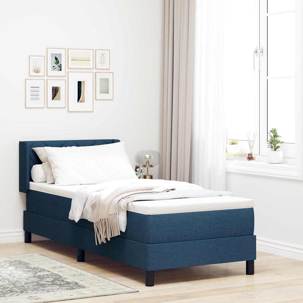 Lit à ressorts avec tête de lit Bleu 200 x 80 cm tissu - XIOS