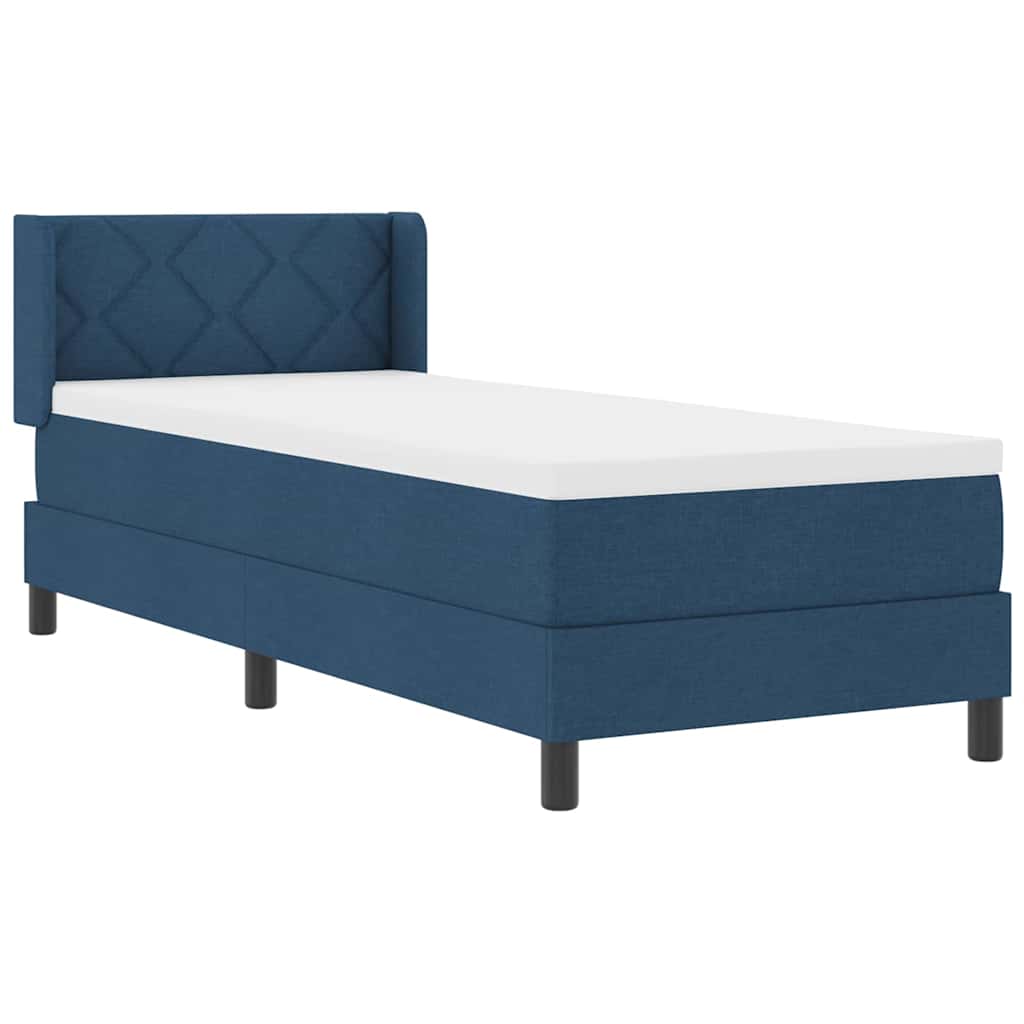 Lit à ressorts avec tête de lit Bleu 200 x 80 cm tissu - XIOS