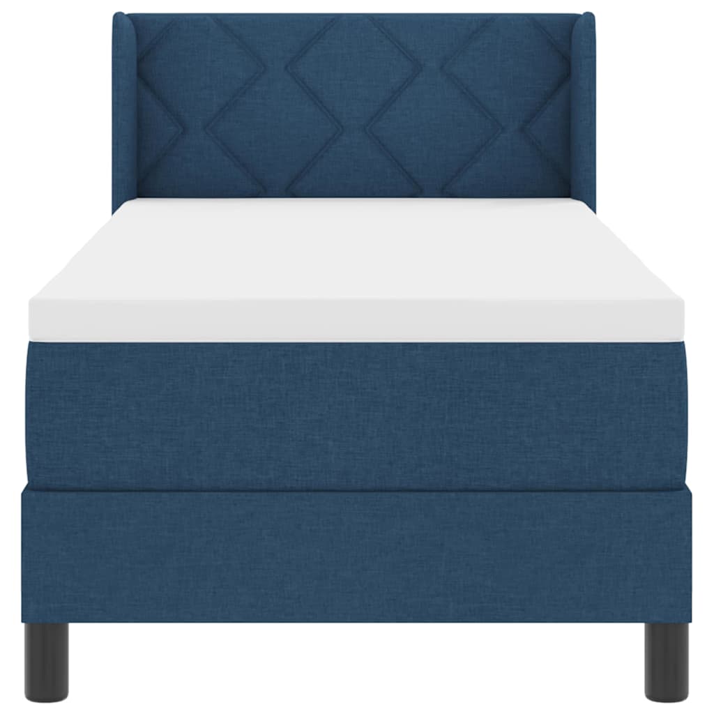 Lit à ressorts avec tête de lit Bleu 200 x 80 cm tissu - XIOS