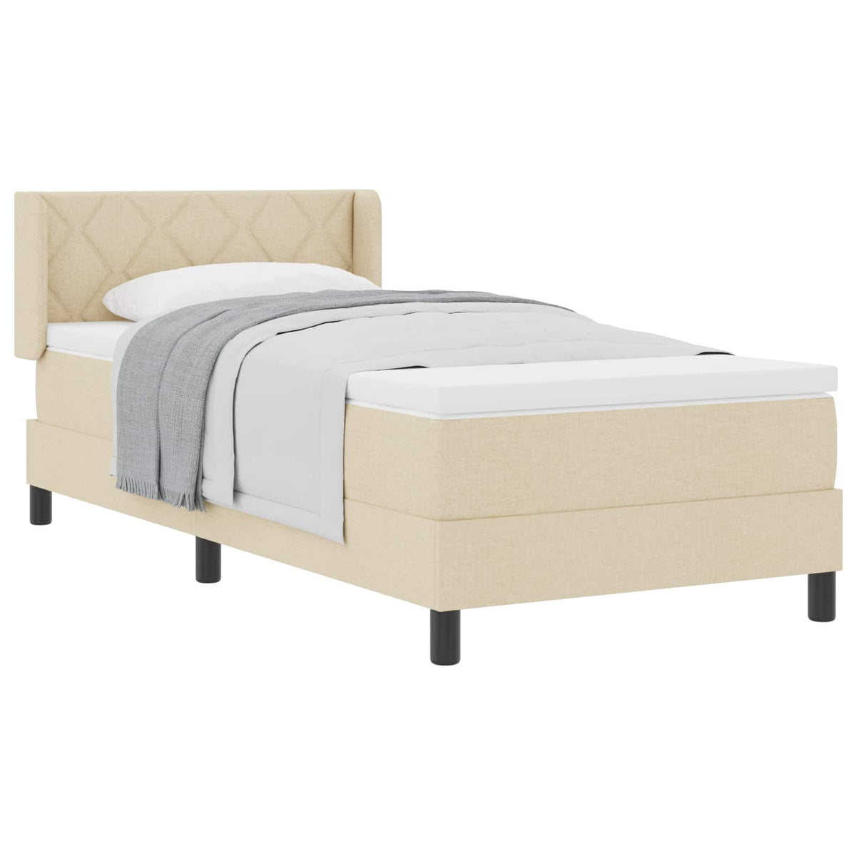Lit à ressorts avec coussin Crème 190 x 90 cm tissu