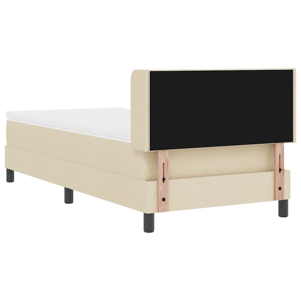 Lit à ressorts avec coussin Crème 190 x 90 cm tissu
