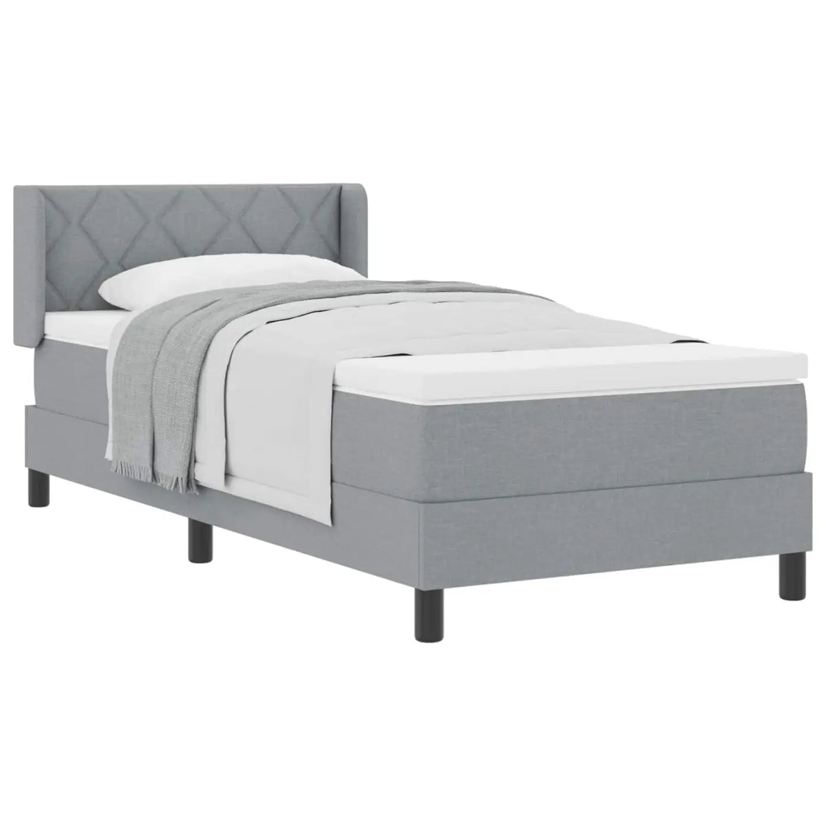 Lit à ressorts avec tête de lit Gris clair 200 x 90 cm tissu - XIOS