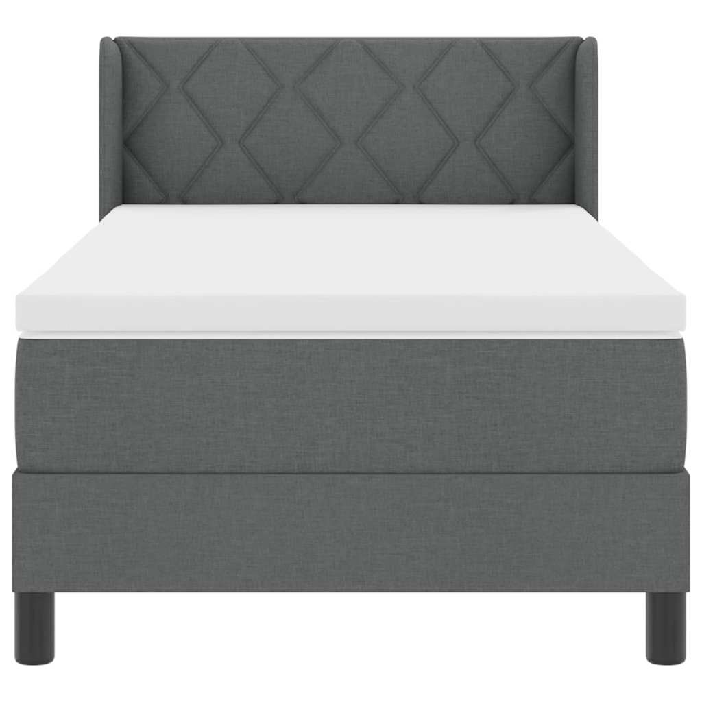 Lit à ressorts avec tête de lit Gris foncé 200 x 90 cm tissu - XIOS