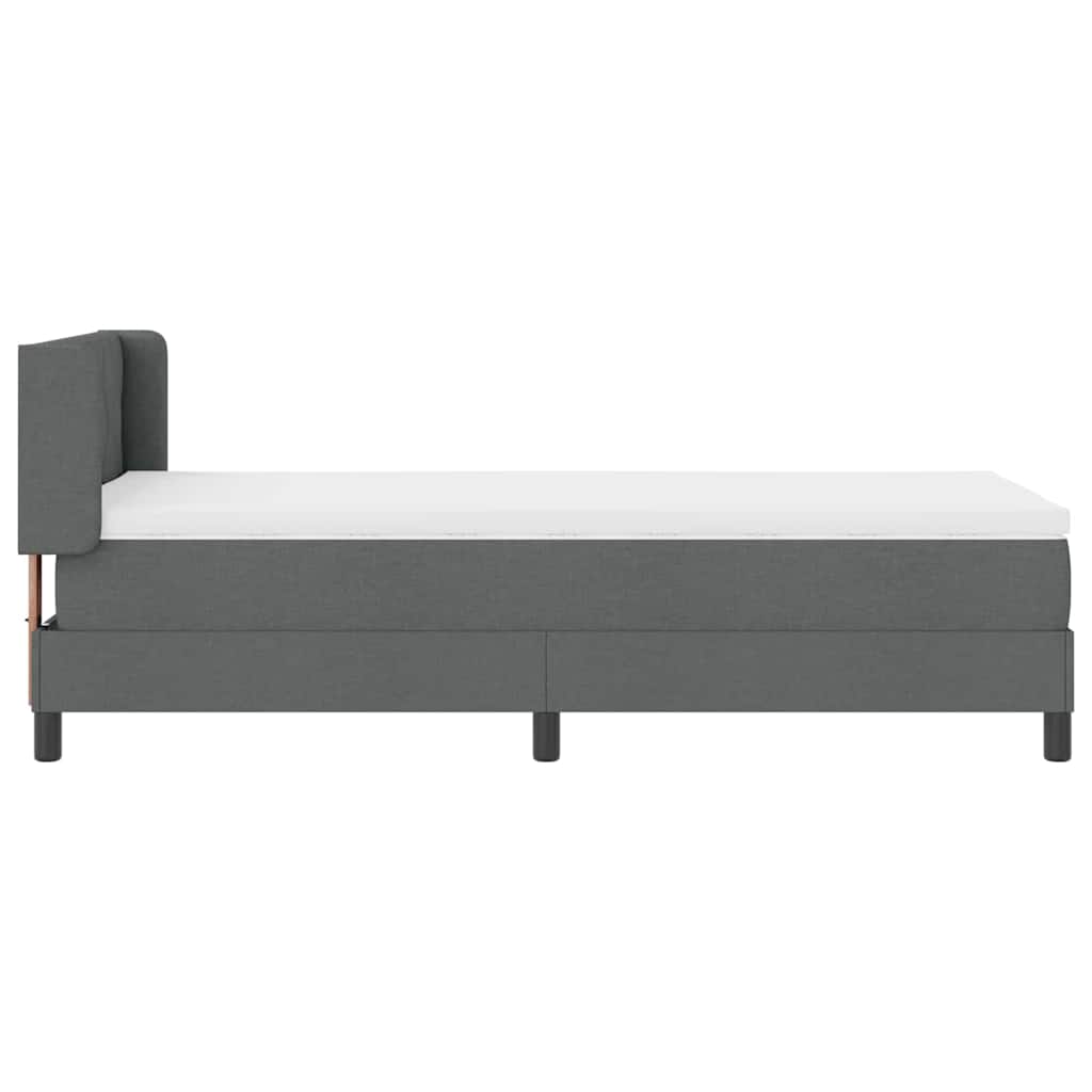 Lit à ressorts avec tête de lit Gris foncé 200 x 90 cm tissu - XIOS