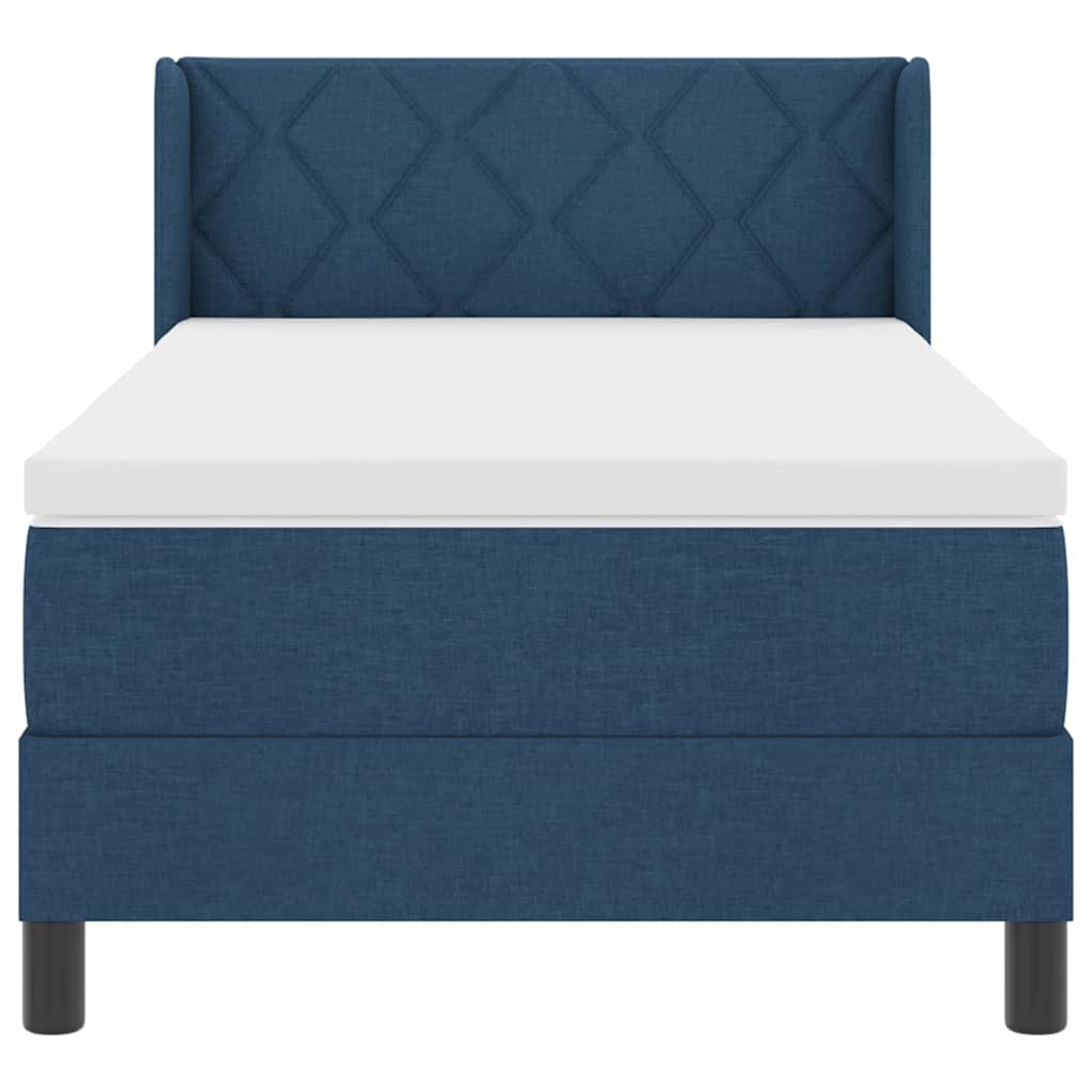 Lit à ressorts avec tête de lit Bleu 200 x 90 cm tissu - XIOS