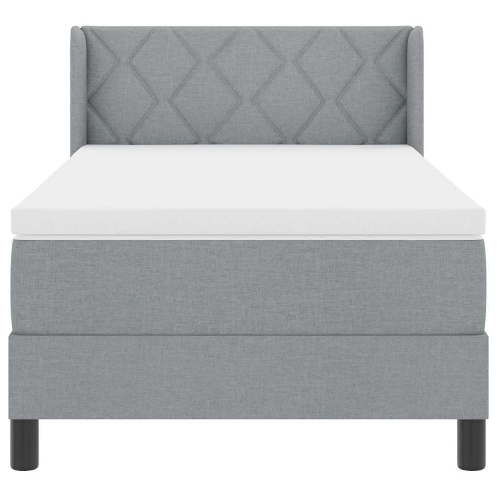 Lit à ressorts avec tête de lit Gris clair 200 x 100 cm tissu