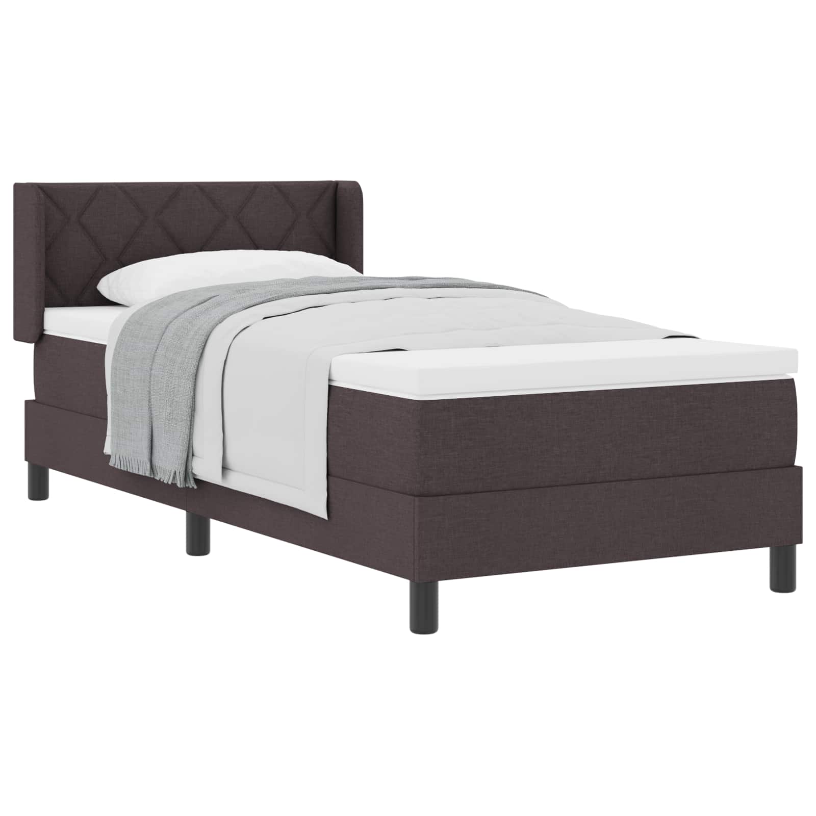 Lit à ressorts avec tête de lit Marron foncé 200 x 100 cm tissu - XIOS