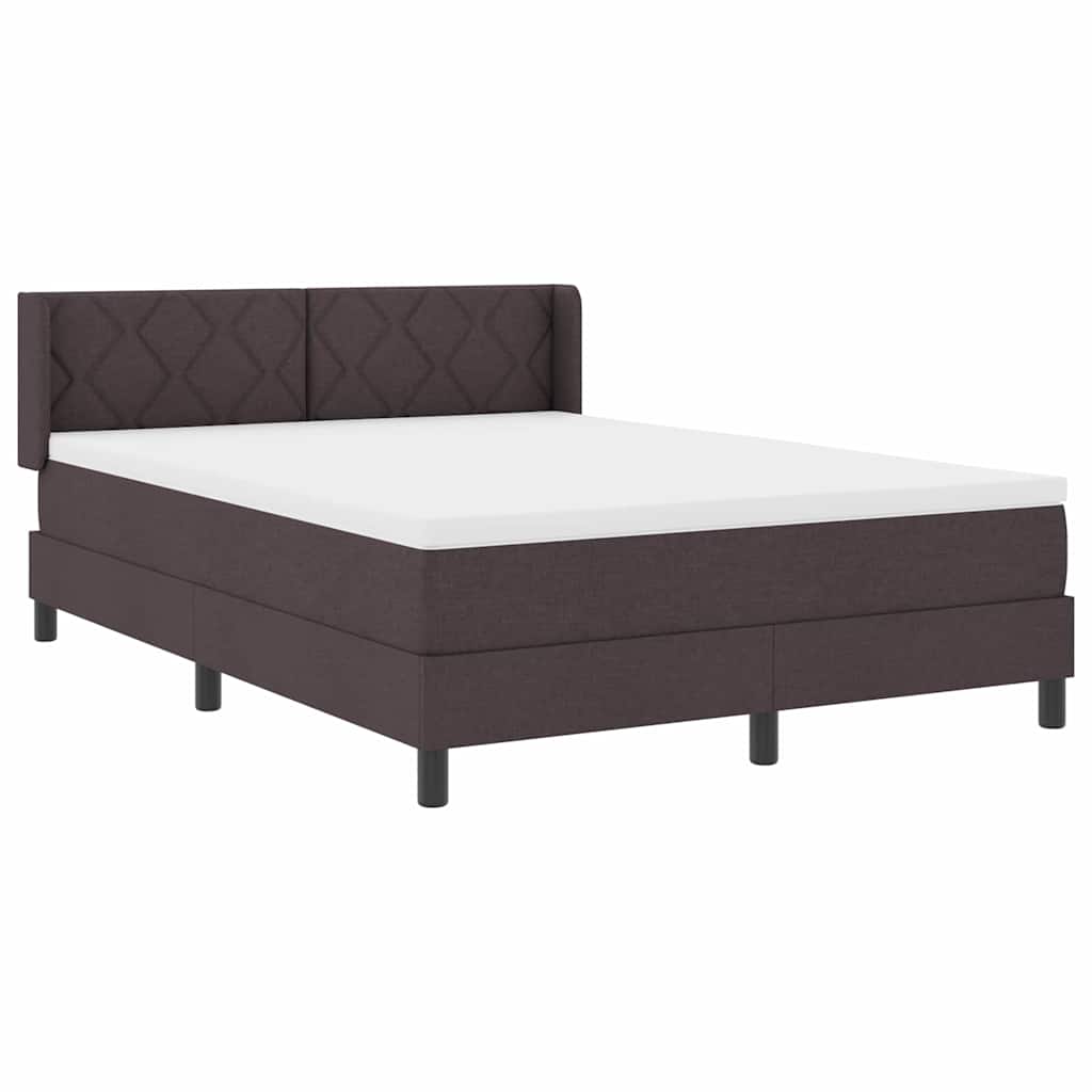 Lit à ressorts avec tête de lit Marron foncé 190 x 140 cm tissu