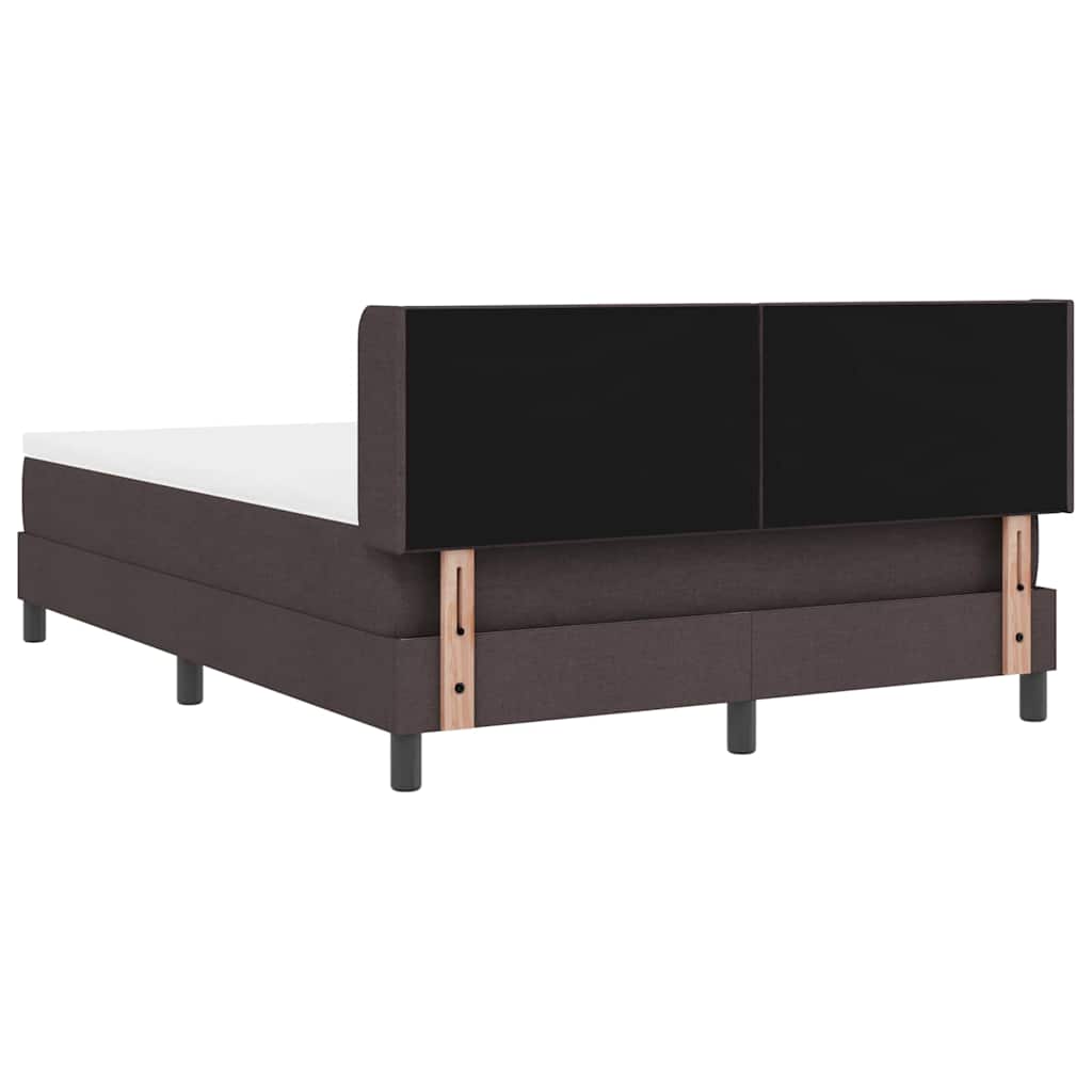 Lit à ressorts avec tête de lit Marron foncé 190 x 140 cm tissu
