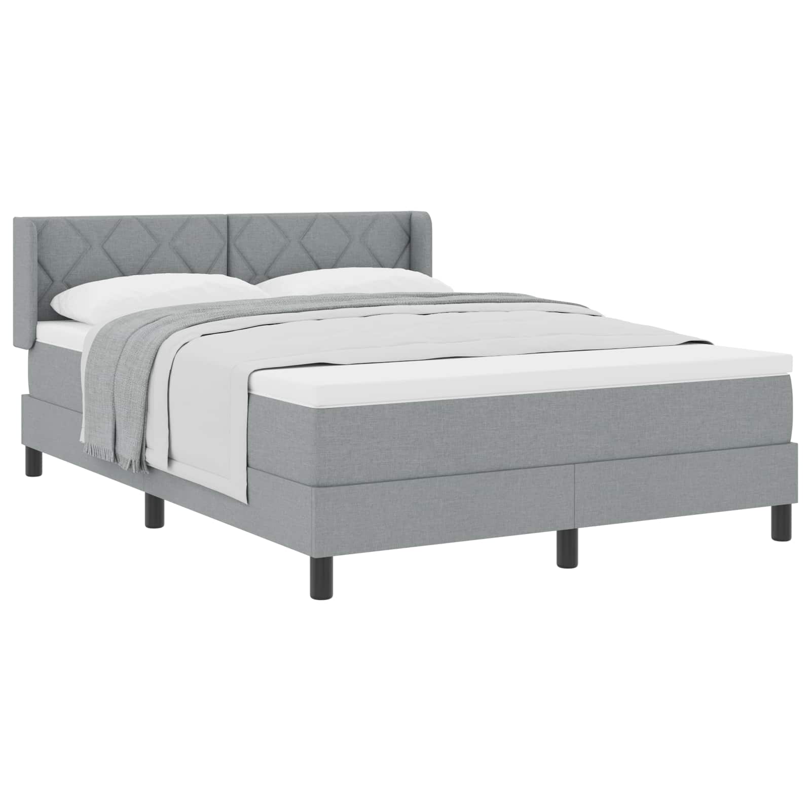 Lit à ressorts avec tête de lit Gris clair 200 x 140 cm tissu