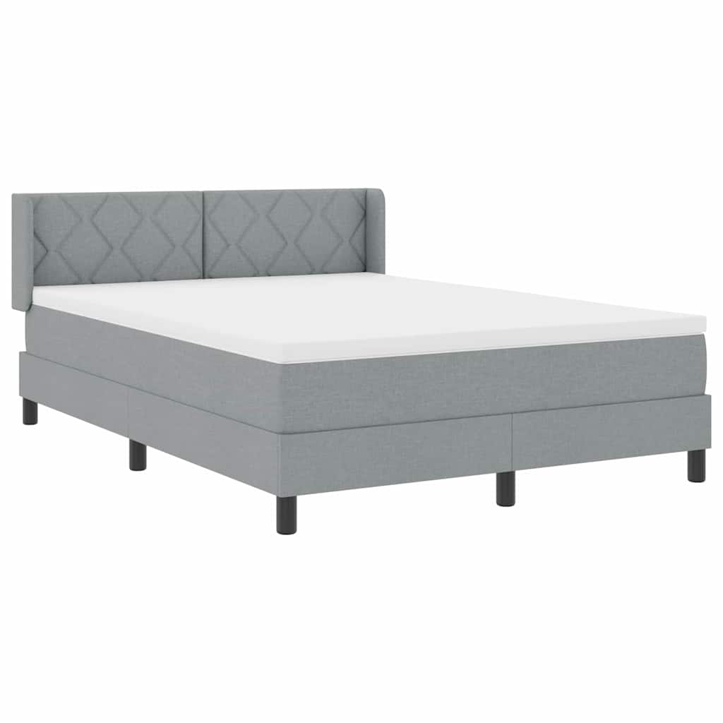 Lit à ressorts avec tête de lit Gris clair 200 x 140 cm tissu