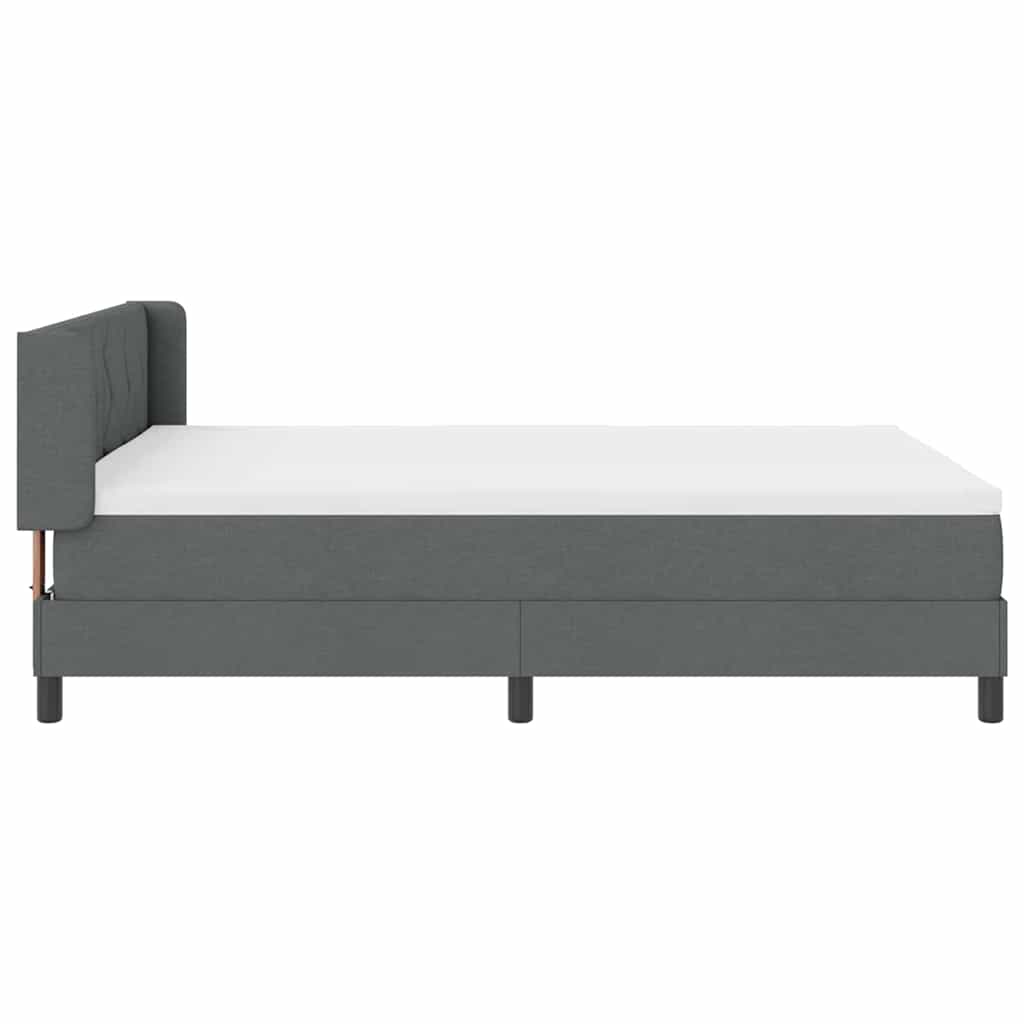 Lit à ressorts avec tête de lit Gris foncé 200 x 140 cm tissu