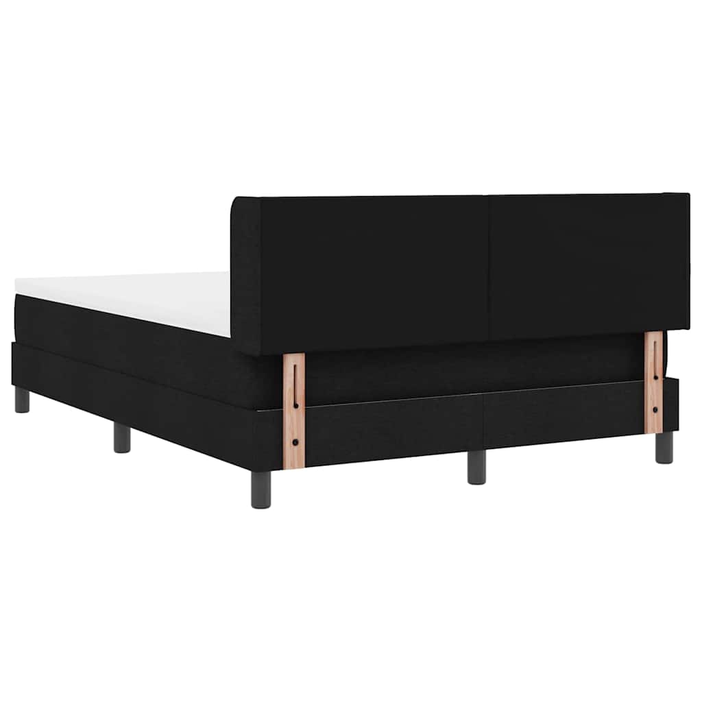 Lit à ressorts avec tête de lit Noir 200 x 140 cm tissu