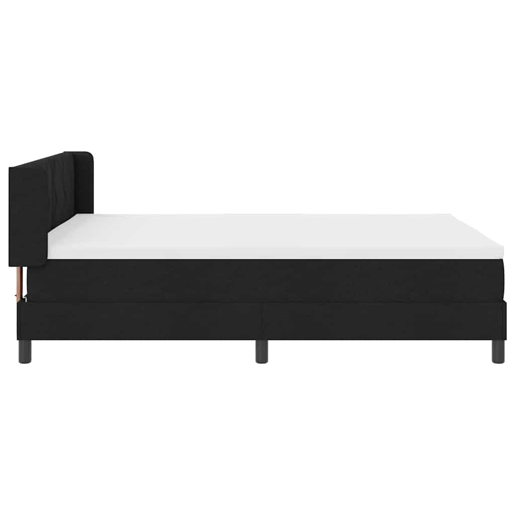 Lit à ressorts avec tête de lit Noir 200 x 140 cm tissu