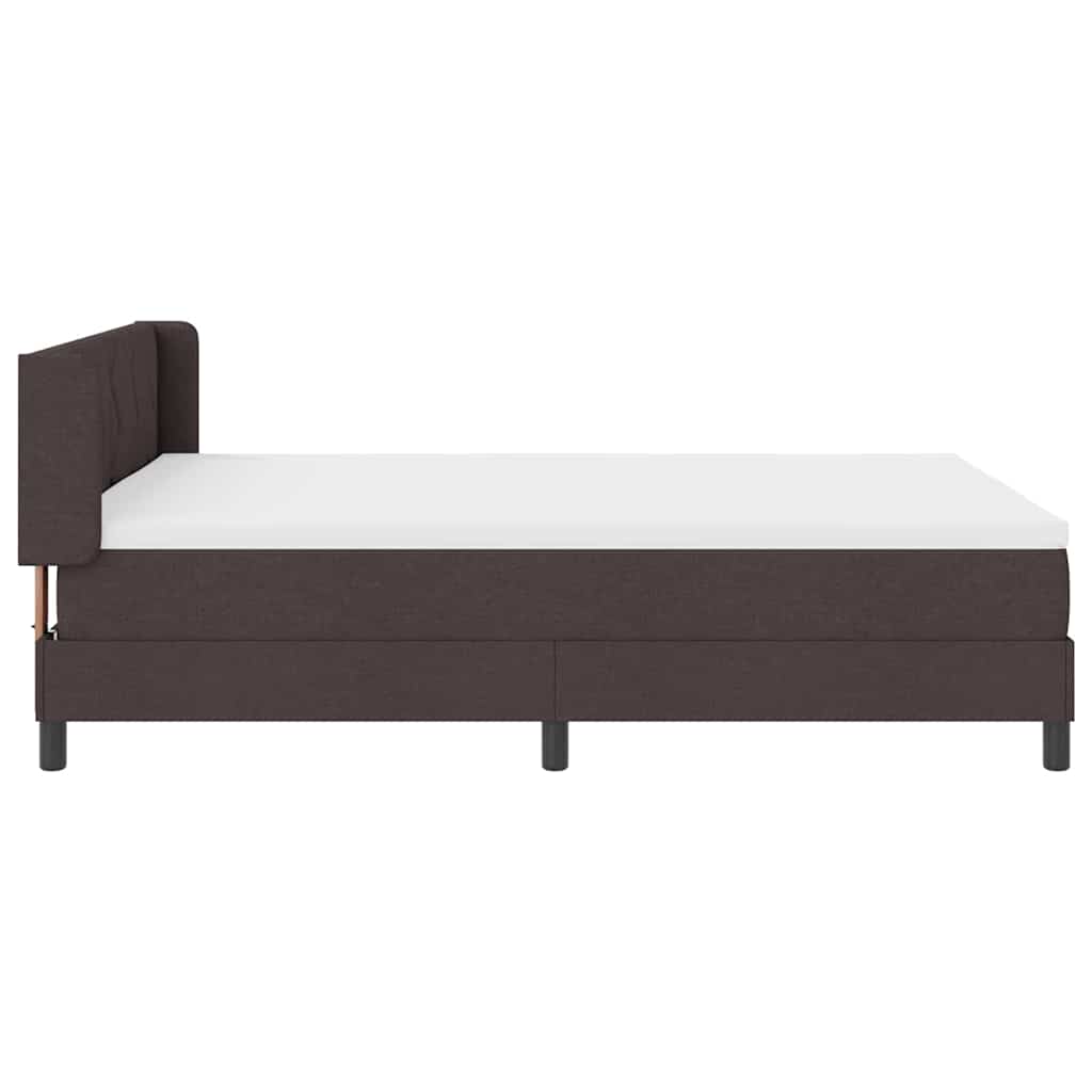 Lit à ressorts avec tête de lit Marron foncé 200 x 140 cm tissu
