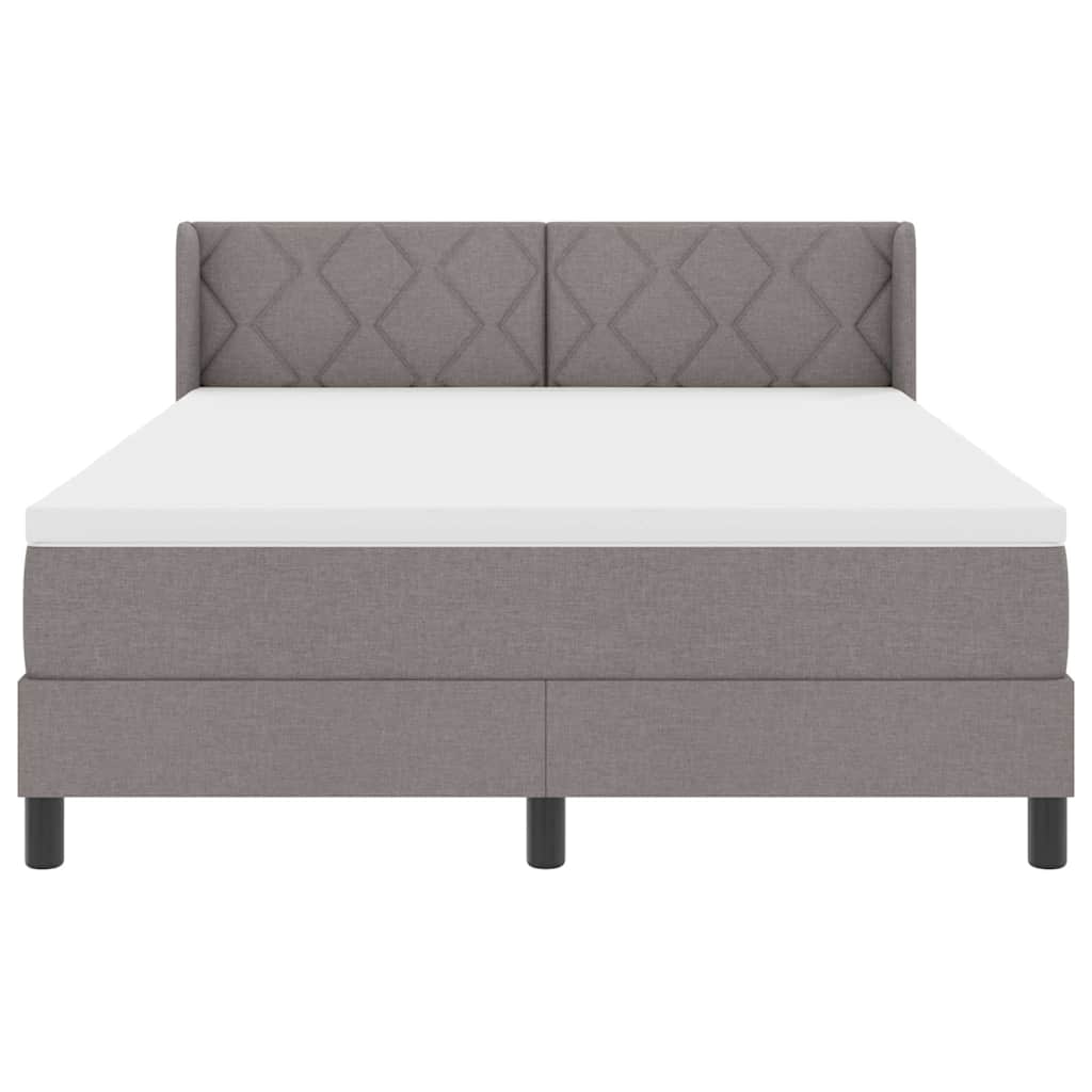 Lit à ressorts avec coussin Taupe 200 x 140 cm tissu