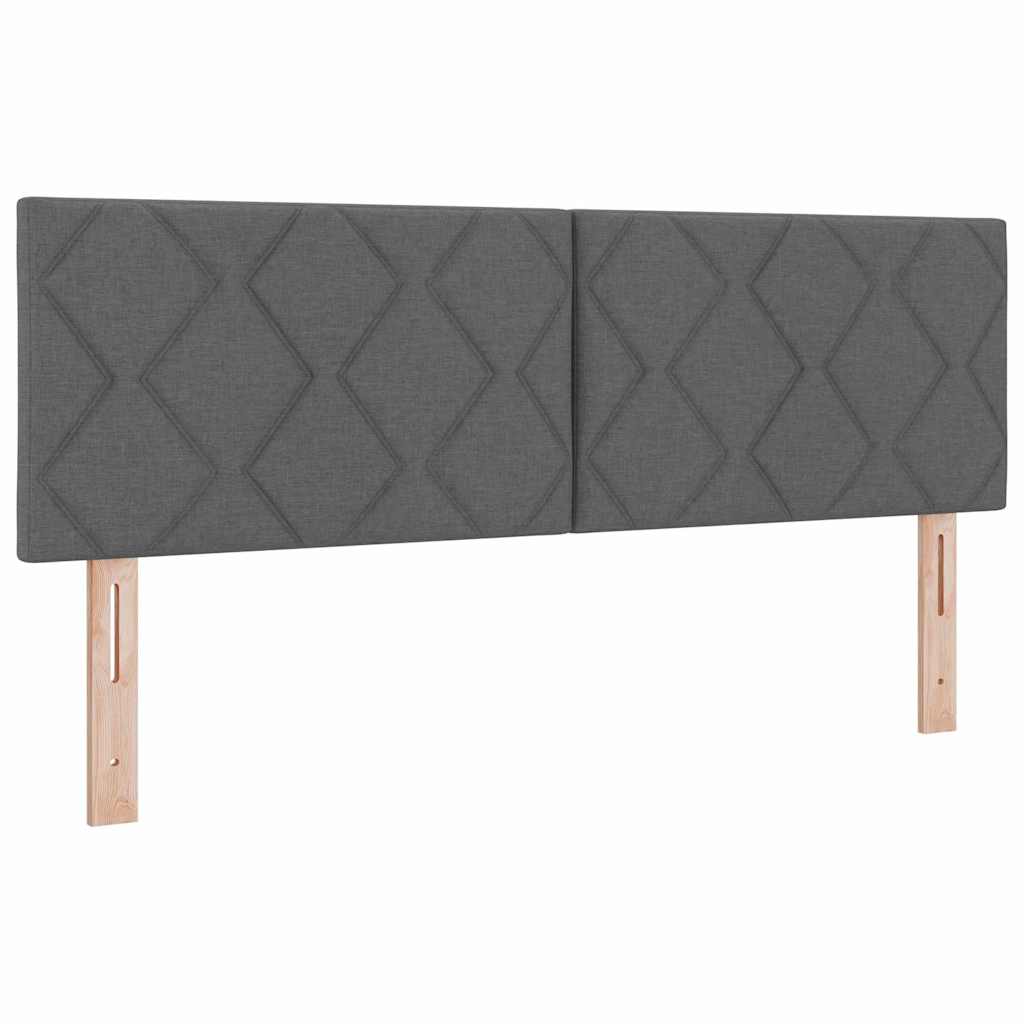 Lit à ressorts avec tête de lit Gris foncé 200 x 160 cm tissu