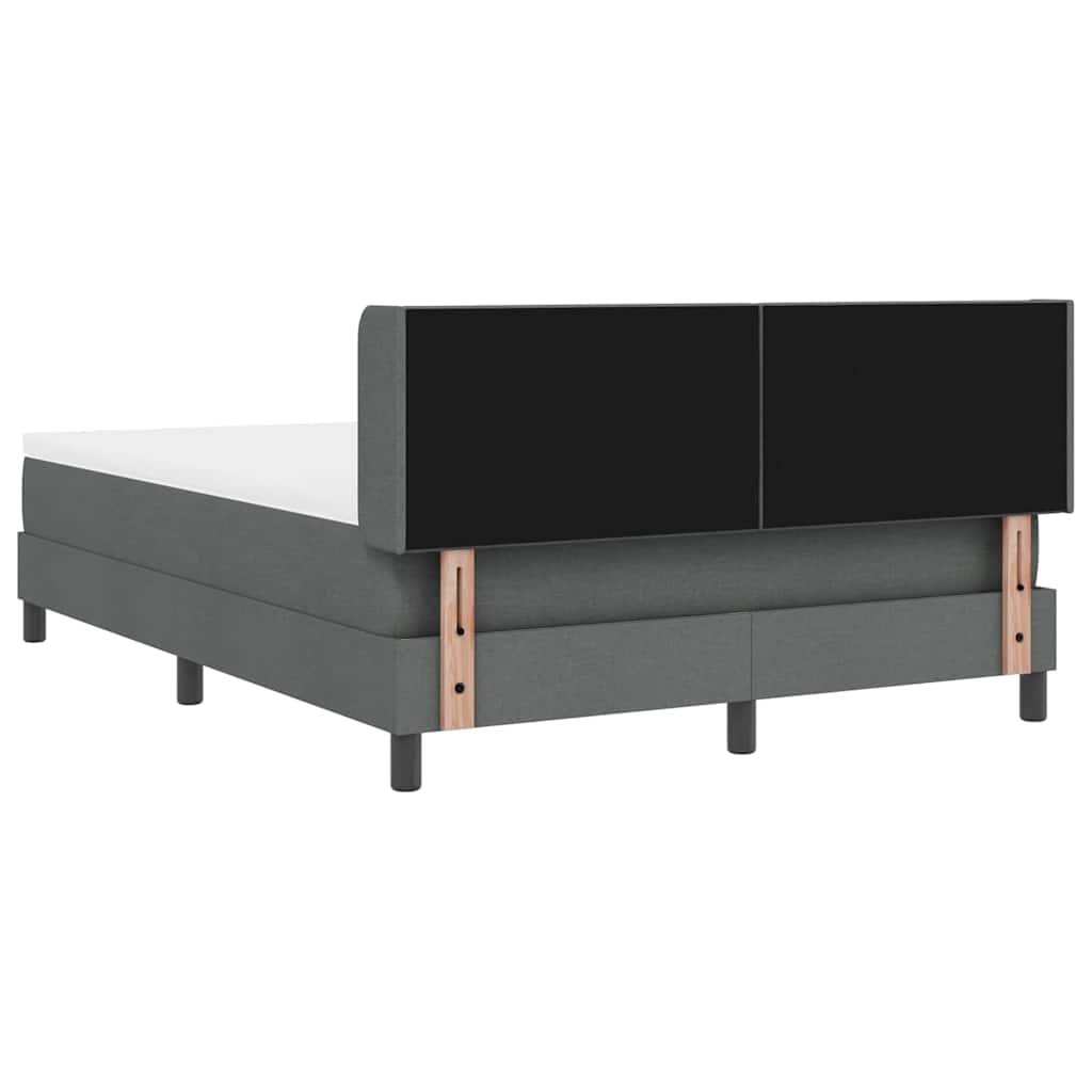Lit à ressorts avec tête de lit Gris foncé 200 x 160 cm tissu