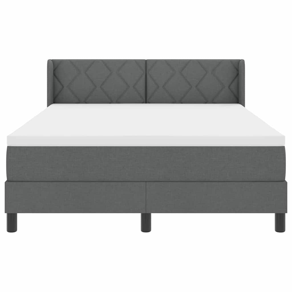 Lit à ressorts avec tête de lit Gris foncé 200 x 160 cm tissu