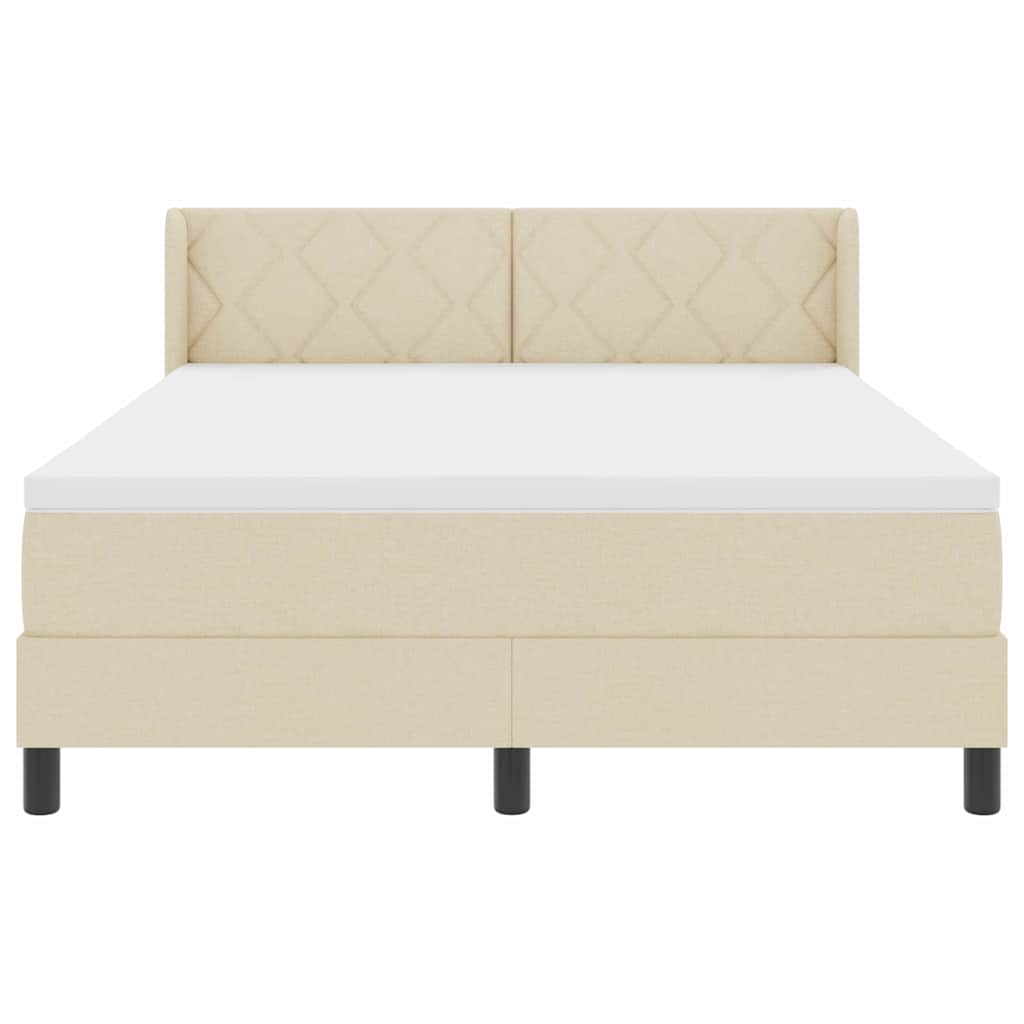 Lit à ressorts avec tête de lit Crème 200 x 160 cm tissu