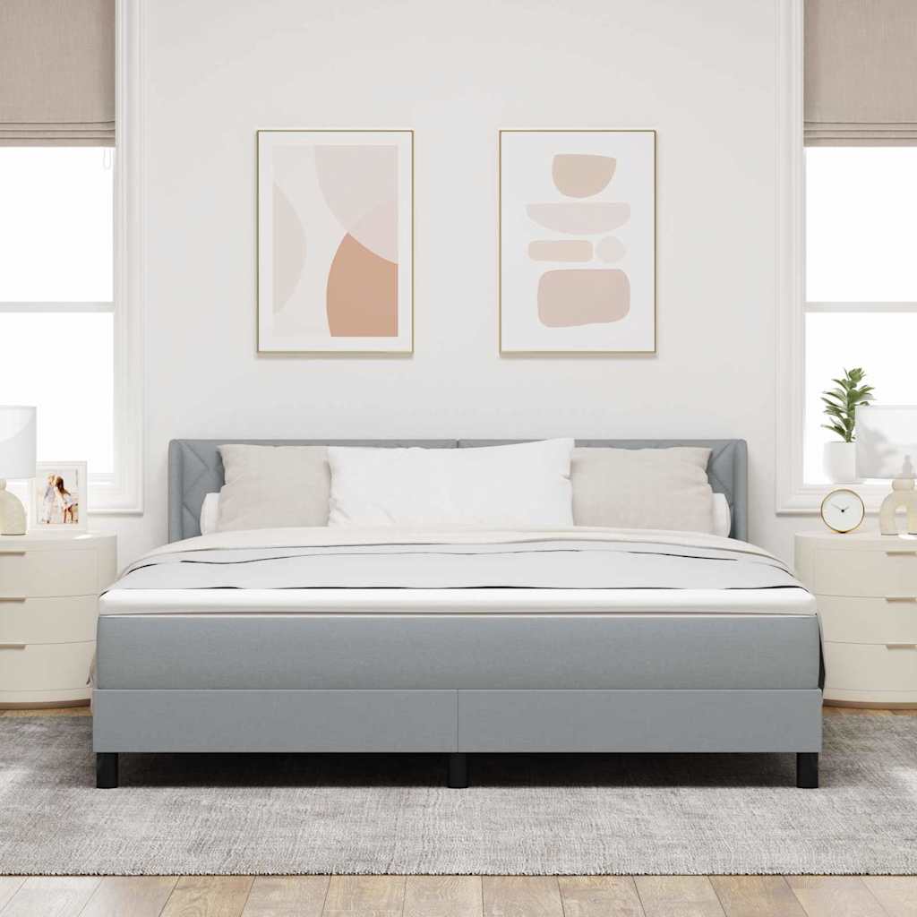 Lit à ressorts avec tête de lit Gris clair 200 x 180 cm tissu