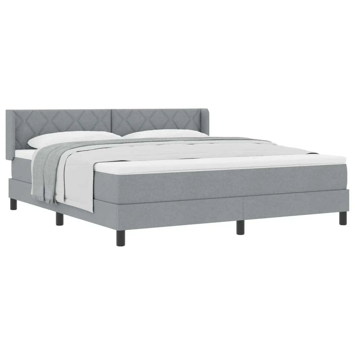 Lit à ressorts avec tête de lit Gris clair 200 x 180 cm tissu - XIOS