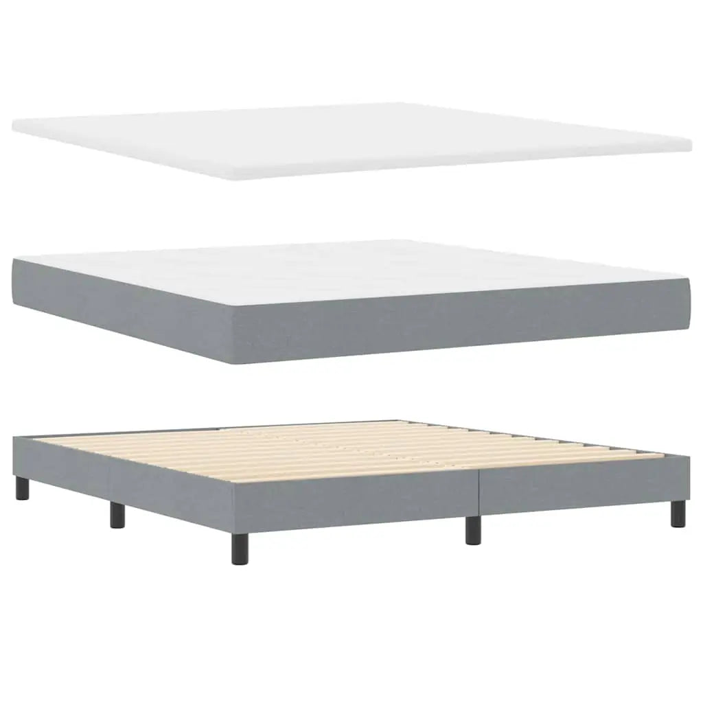 Lit à ressorts avec tête de lit Gris clair 200 x 180 cm tissu - XIOS