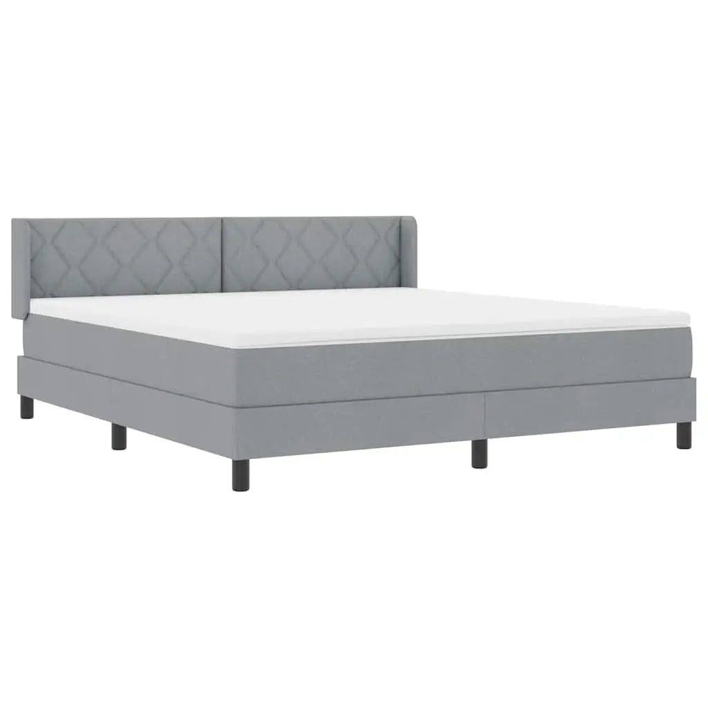 Lit à ressorts avec tête de lit Gris clair 200 x 180 cm tissu - XIOS