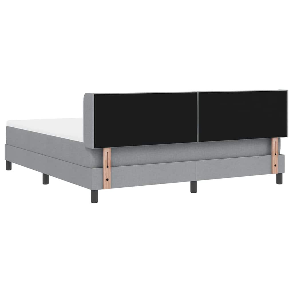 Lit à ressorts avec tête de lit Gris clair 200 x 180 cm tissu