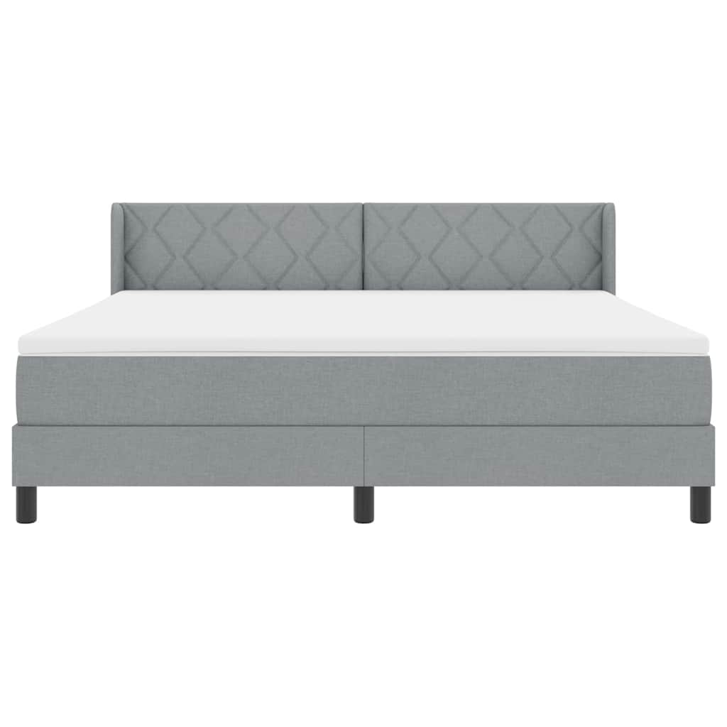 Lit à ressorts avec tête de lit Gris clair 200 x 180 cm tissu