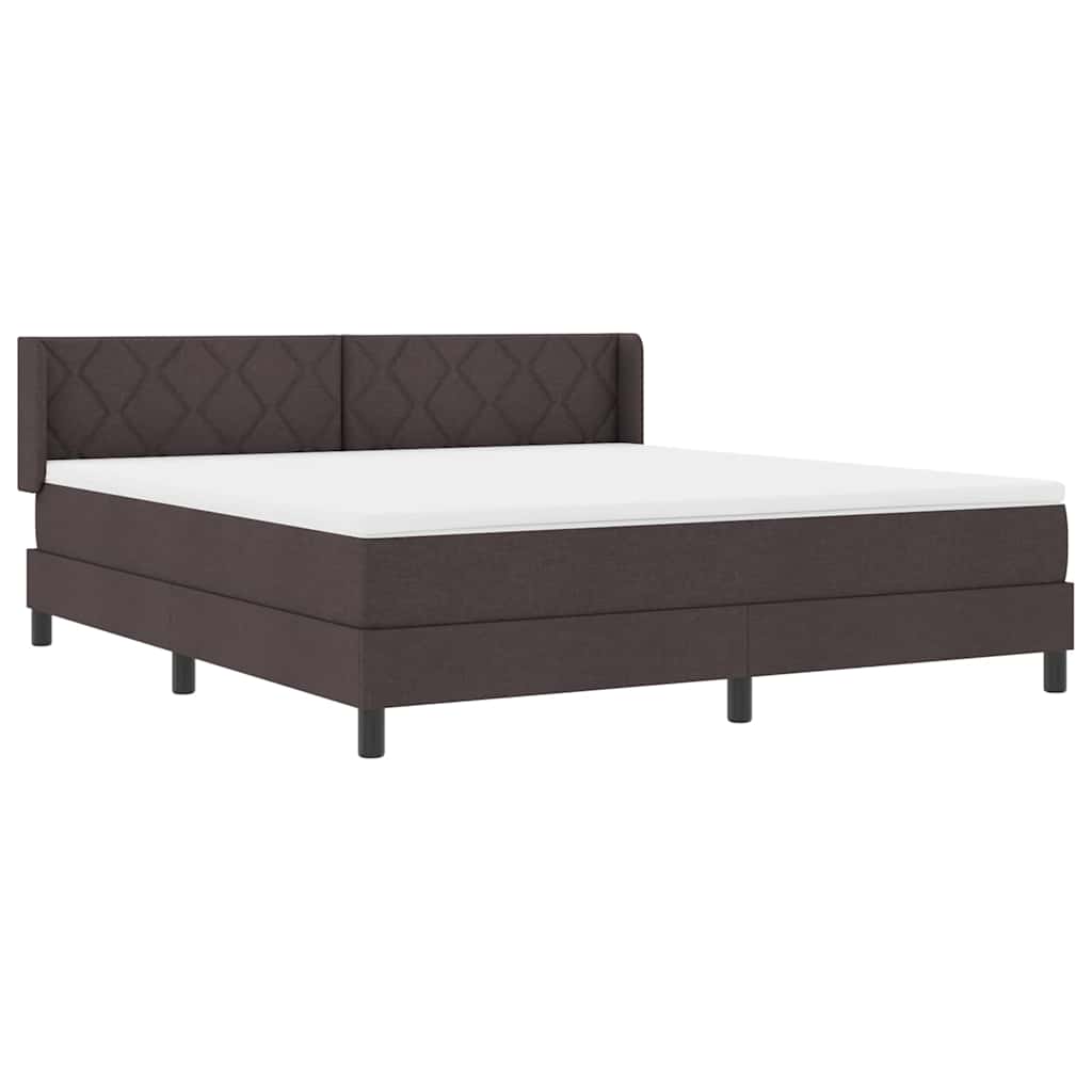 Lit à ressorts avec tête de lit Marron foncé 200 x 180 cm tissu