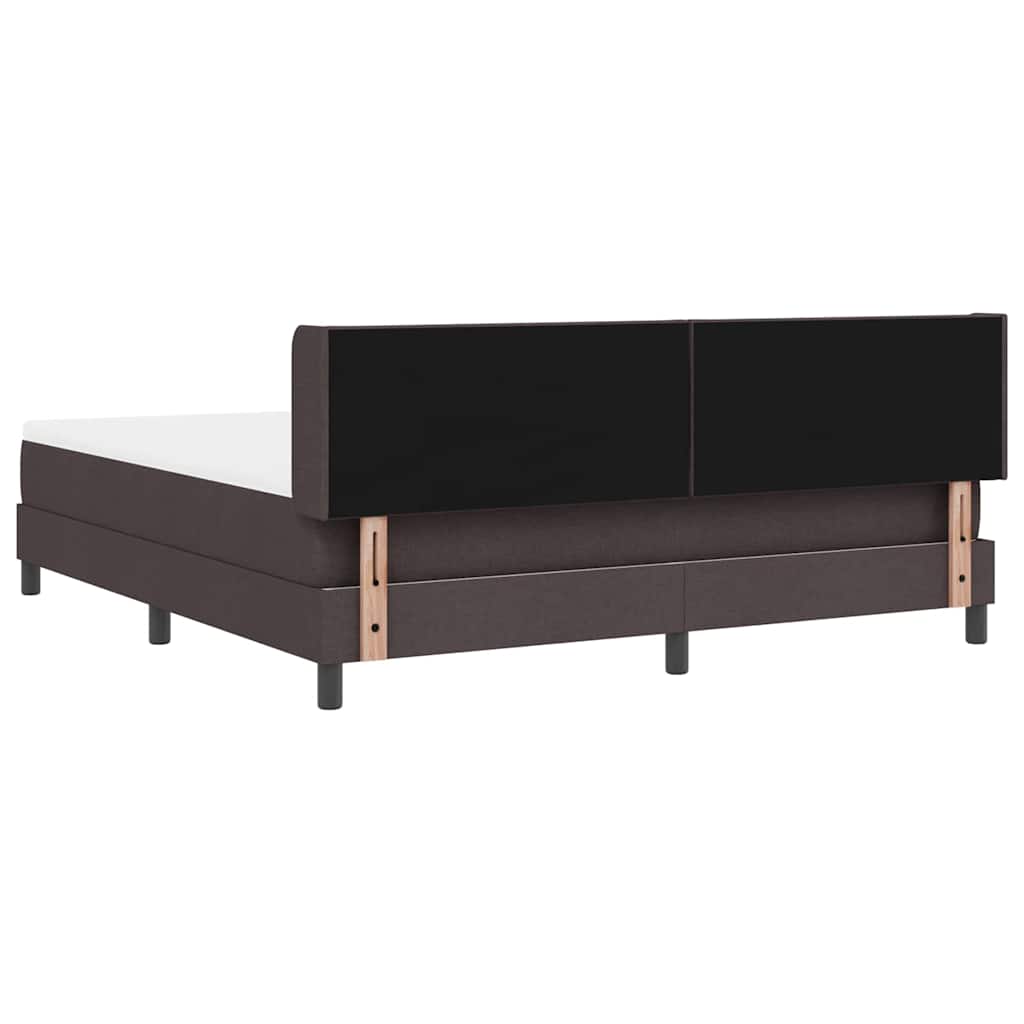 Lit à ressorts avec tête de lit Marron foncé 200 x 180 cm tissu