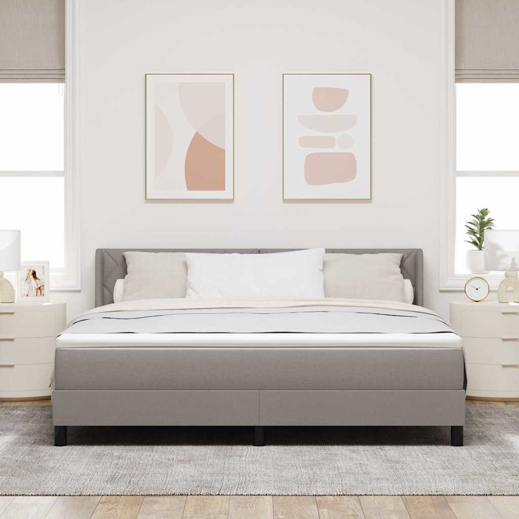Lit à ressorts avec tête de lit Taupe 200 x 180 cm tissu