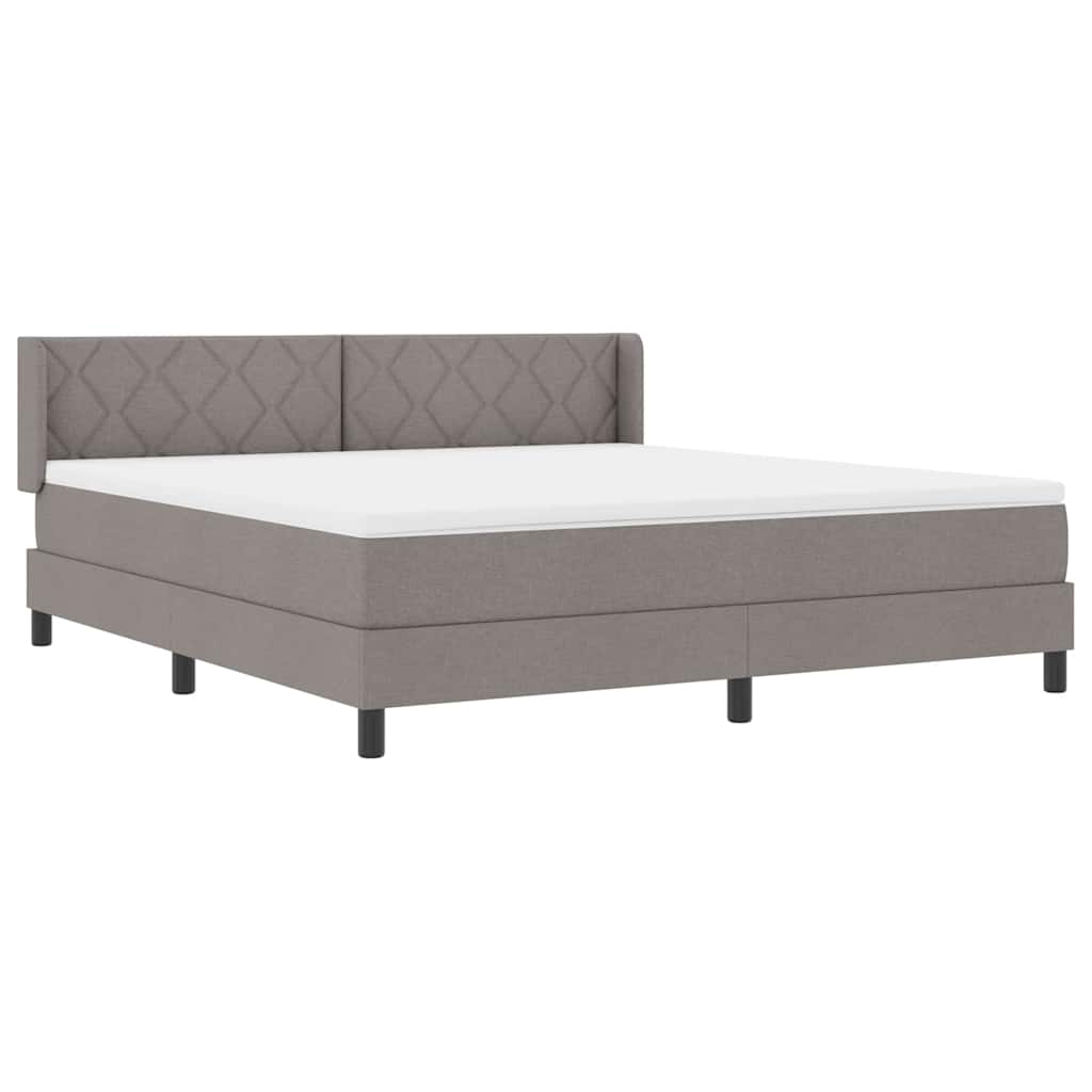 Lit à ressorts avec tête de lit Taupe 200 x 180 cm tissu