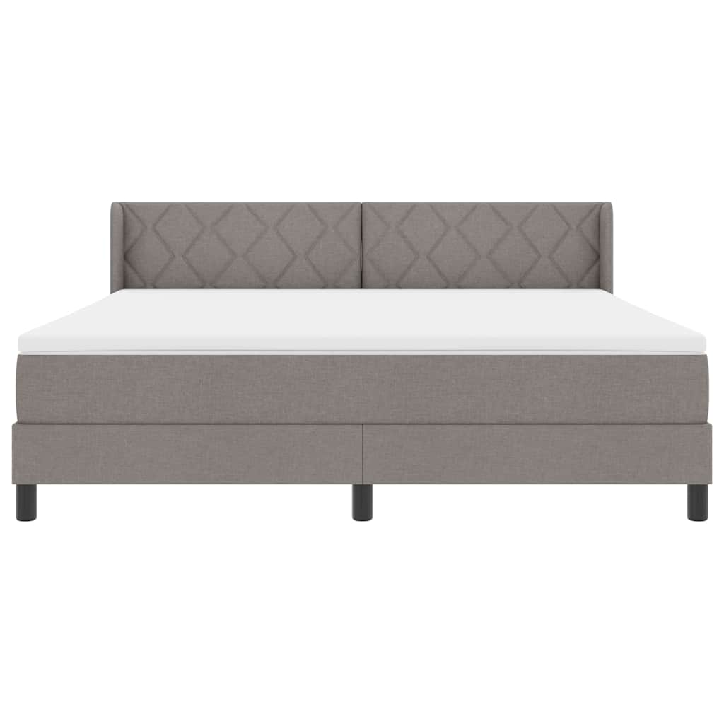 Lit à ressorts avec tête de lit Taupe 200 x 180 cm tissu