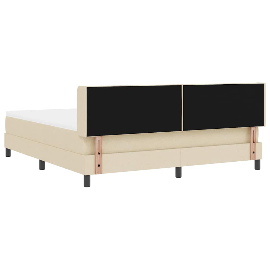 Lit à ressorts avec tête de lit Crème 200 x 180 cm tissu