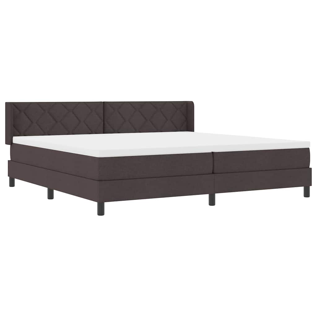 Lit à ressorts avec tête de lit Marron foncé 200 x 200 cm tissu
