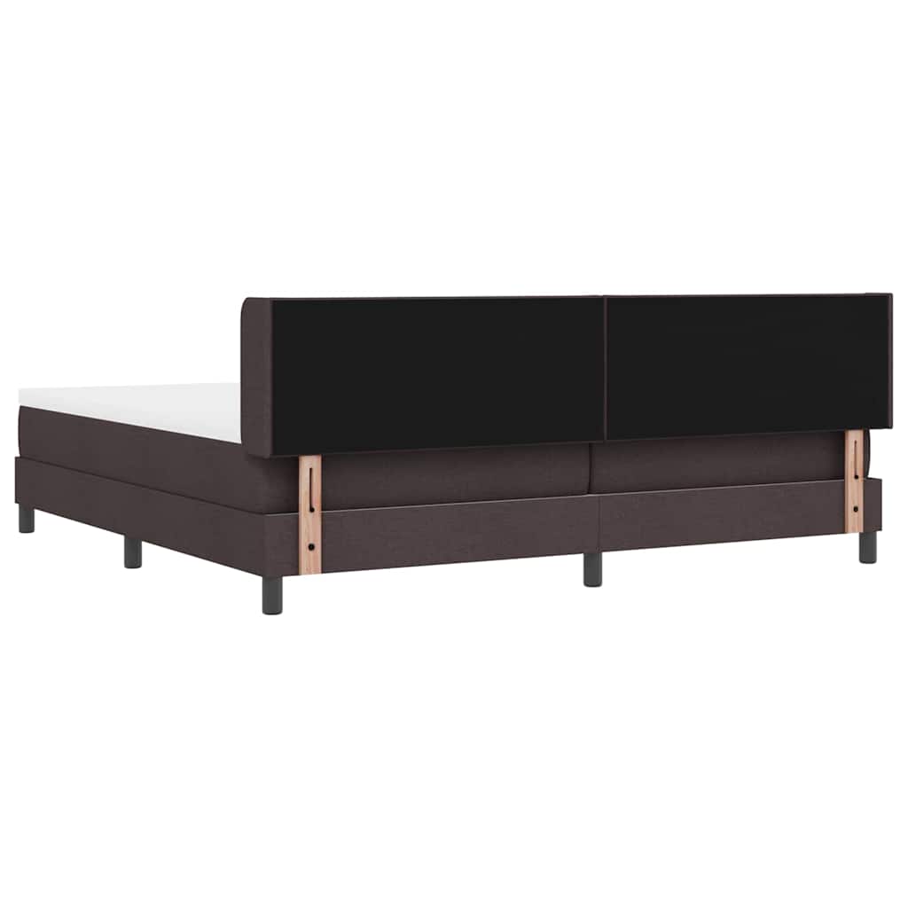 Lit à ressorts avec tête de lit Marron foncé 200 x 200 cm tissu