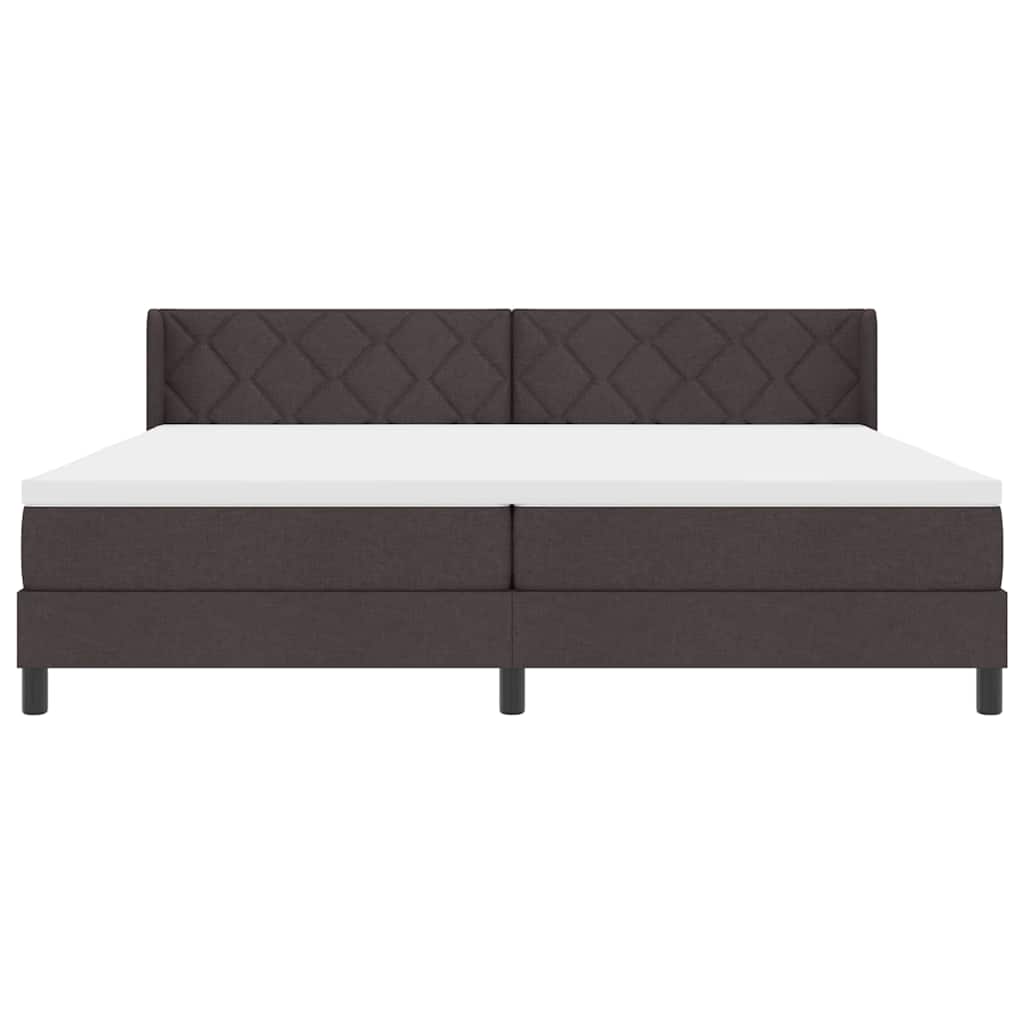 Lit à ressorts avec tête de lit Marron foncé 200 x 200 cm tissu