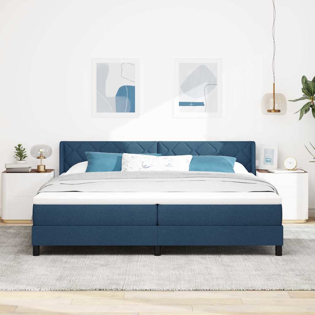 Lit boxspring avec matelas avec matelas Bleu 200 x 200 cm - XIOS