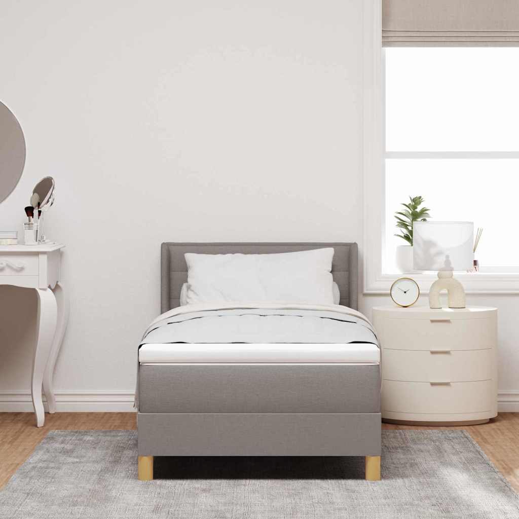 Lit à ressorts avec matelas Taupe 200 x 80 cm tissu - XIOS