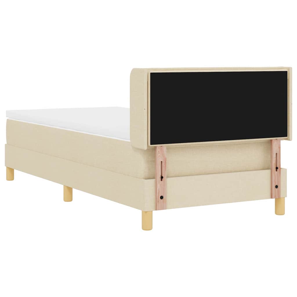 Lit à ressorts avec matelas Crème 200 x 80 cm tissu