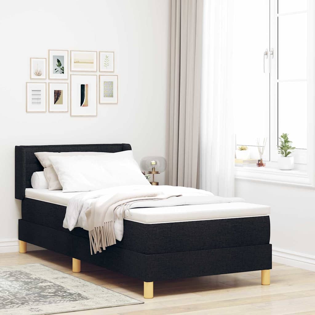 Lit à ressorts avec matelas Noir 200 x 90 cm tissu - XIOS