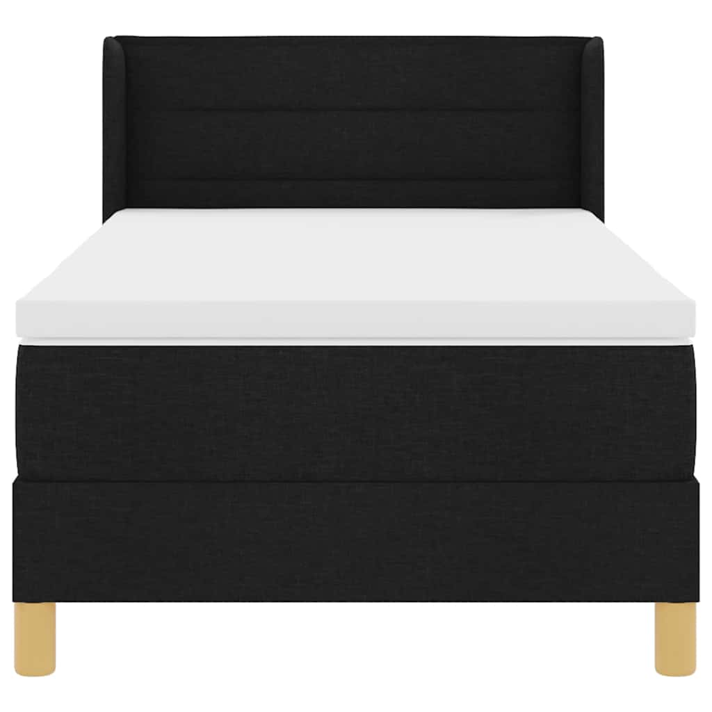 Lit à ressorts avec matelas Noir 200 x 90 cm tissu - XIOS
